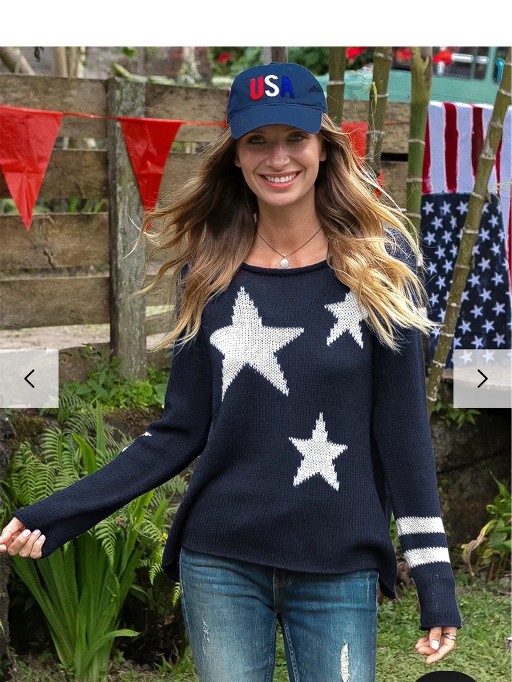 Wooden Ships Navy & White Star Knit Sweater - Crew Neck Pullover